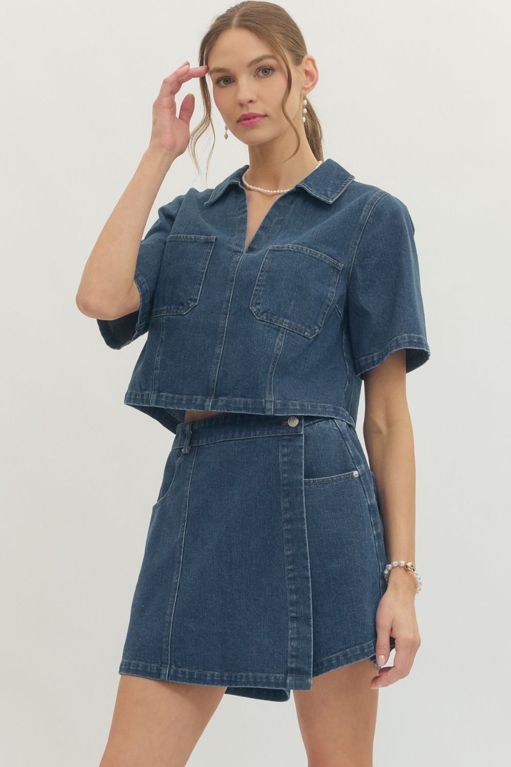 Entro | Morgan Short Sleeve Denim Top | Sweetest Stitch Boutique RVA