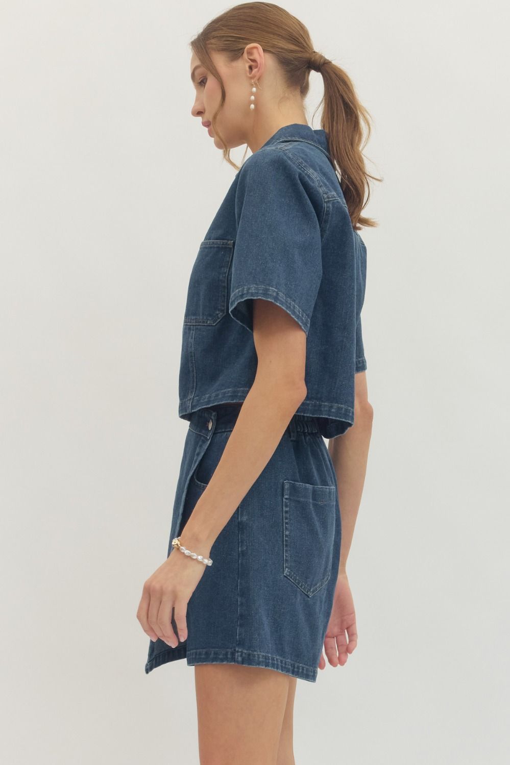 Entro | Morgan Short Sleeve Denim Top | Sweetest Stitch Boutique RVA