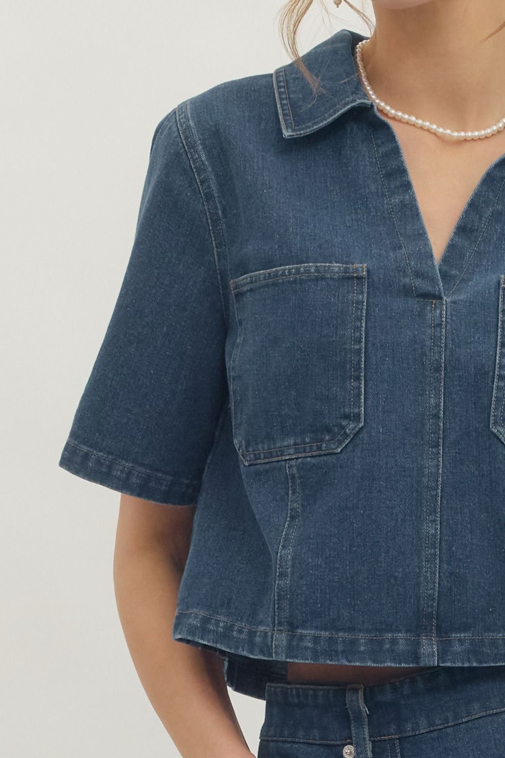 Entro | Morgan Short Sleeve Denim Top | Sweetest Stitch Boutique RVA