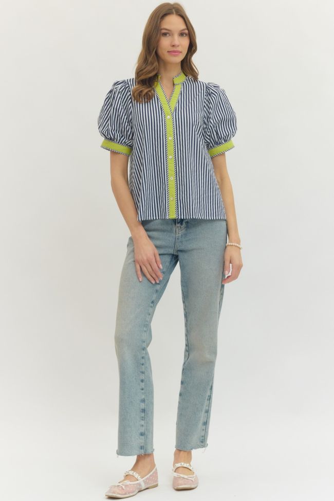 Entro | Zoie Striped Puff Sleeve Top | Sweetest Stitch Boutique RVA