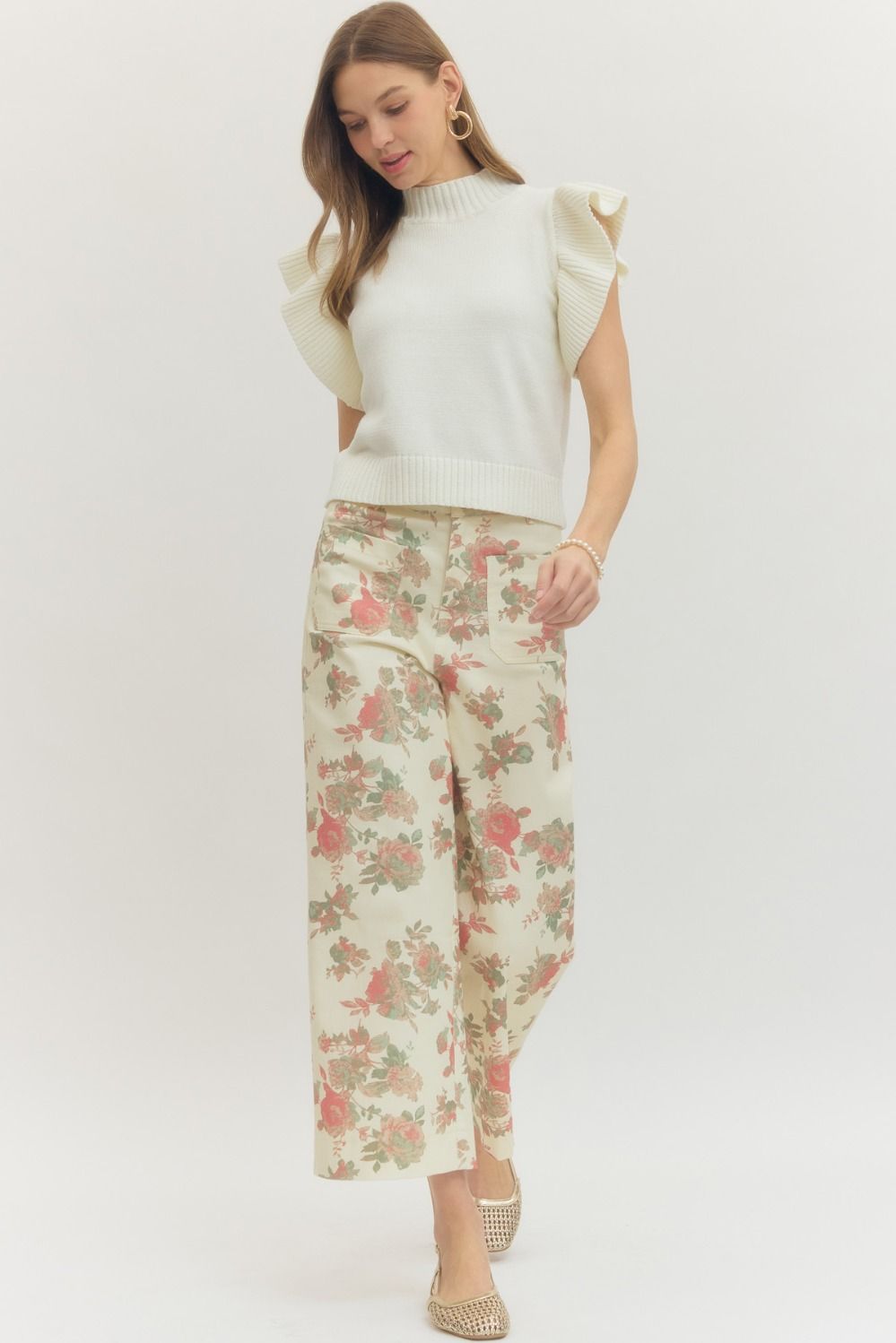 Entro | Lexi Ruffle Sleeve Knit Top | Sweetest Stitch Boutique RVA