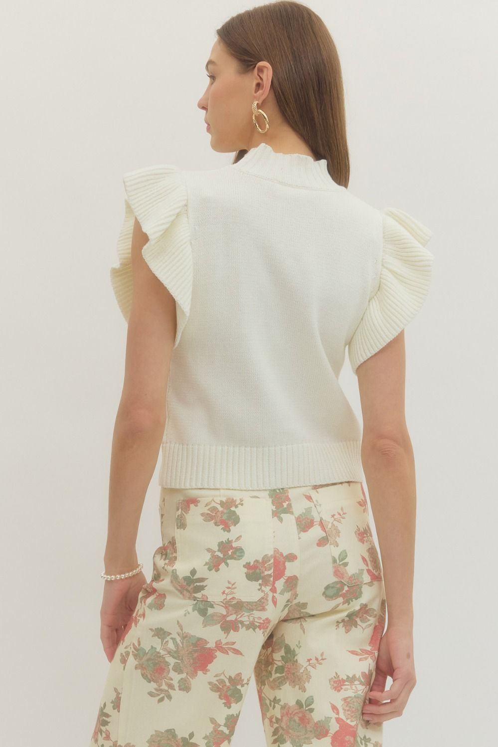 Entro | Lexi Ruffle Sleeve Knit Top | Sweetest Stitch Boutique RVA