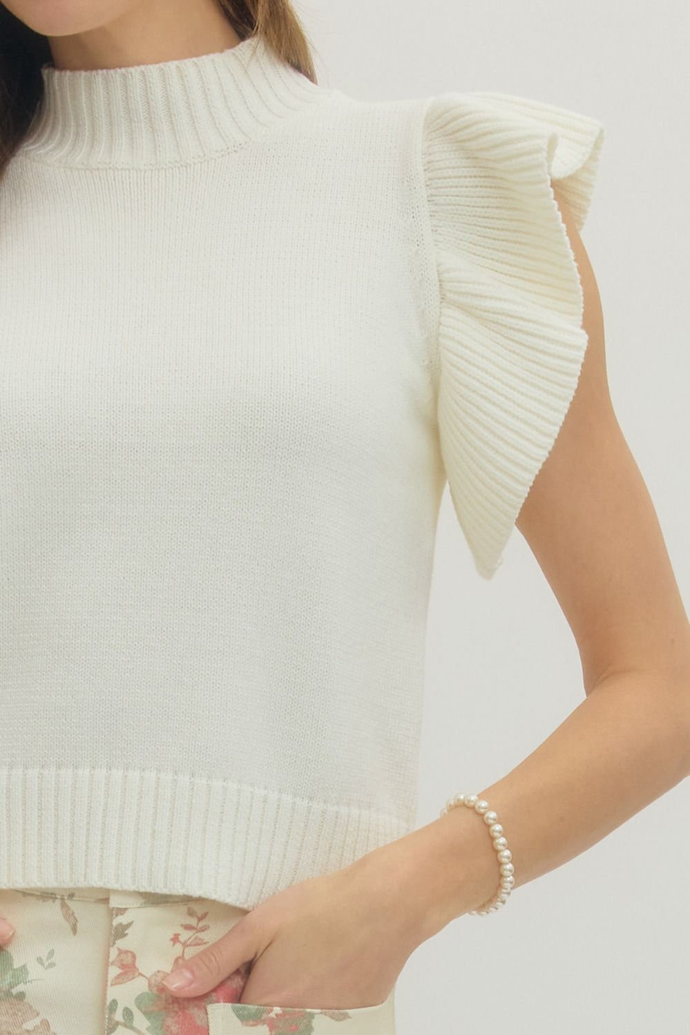 Entro | Lexi Ruffle Sleeve Knit Top | Sweetest Stitch Boutique RVA