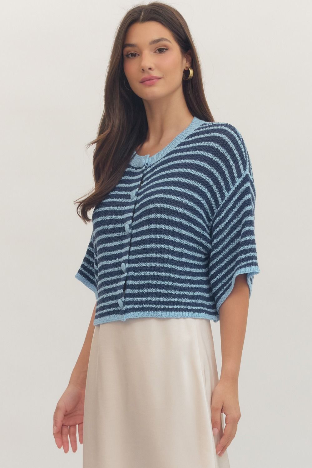 Entro | Elizabeth Short Sleeve Striped Cardigan | Sweetest Stitch RVA