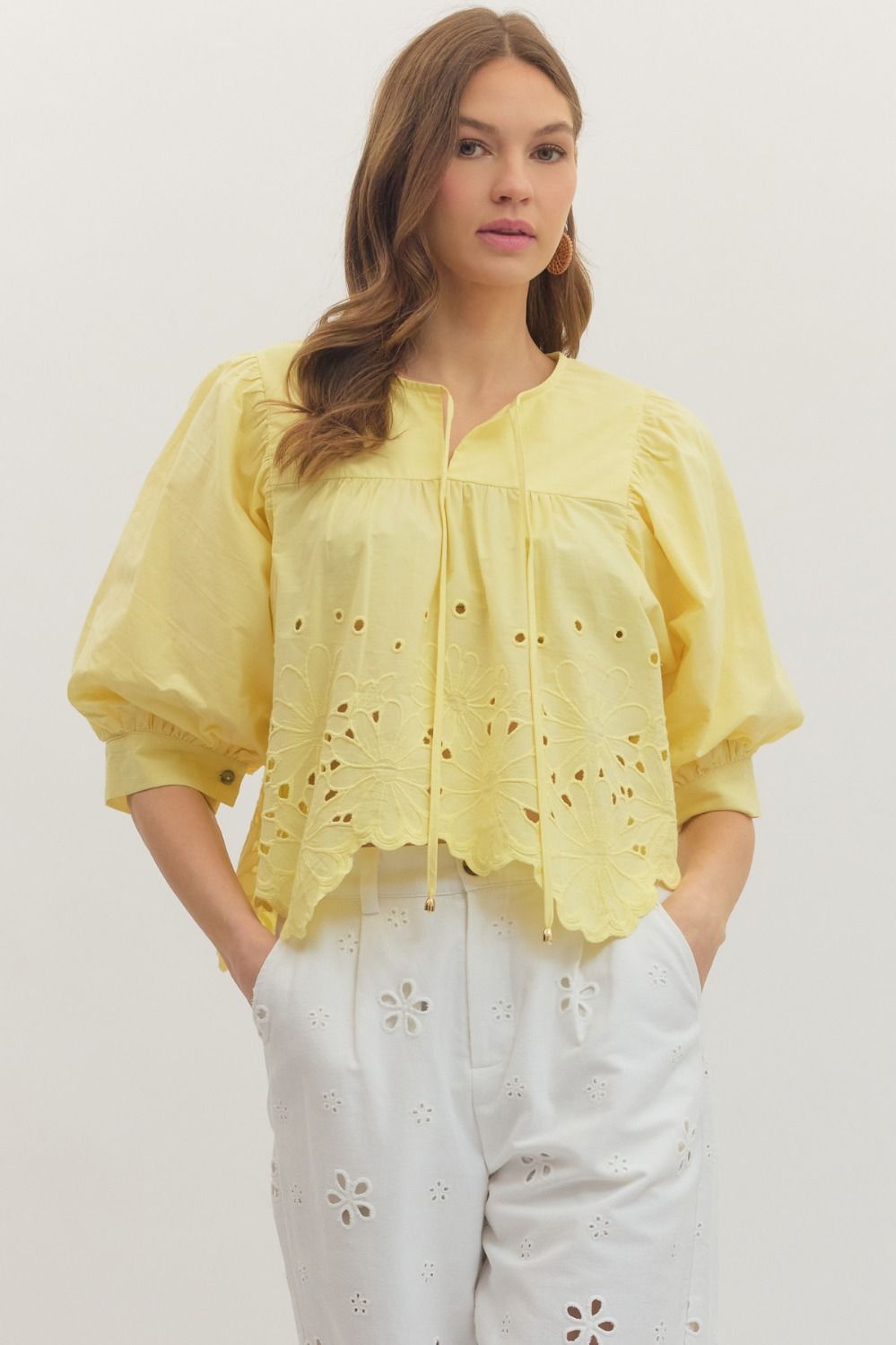 Entro | Starr Short Sleeve Eyelet Top | Sweetest Stitch Boutique RVA