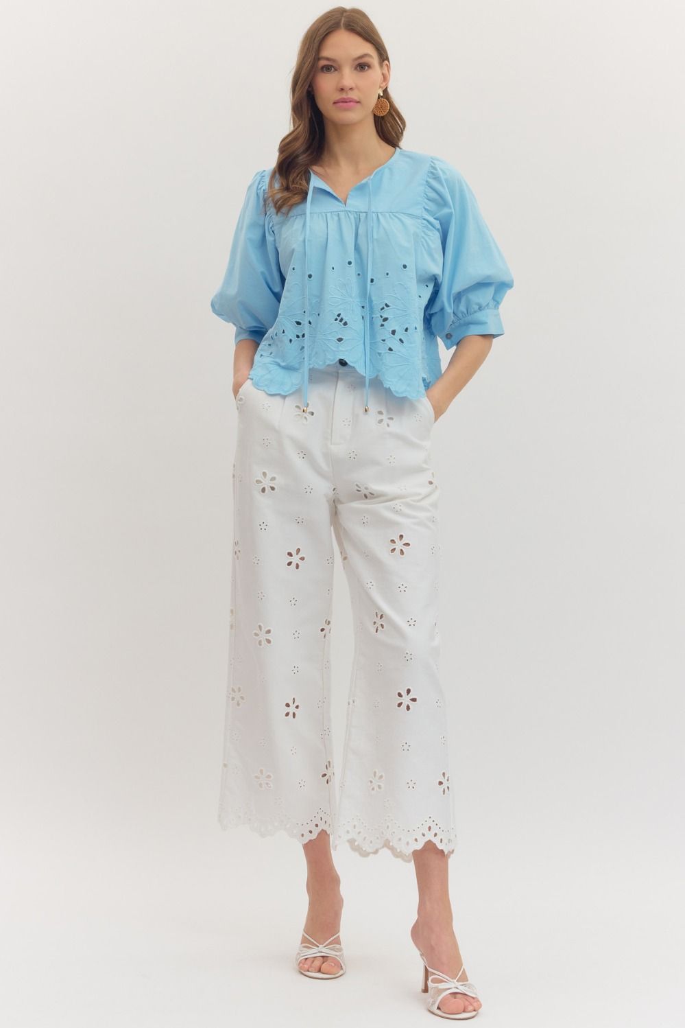 Entro | Starr Eyelet Scalloped Hem Top | Sweetest Stitch Boutique RVA