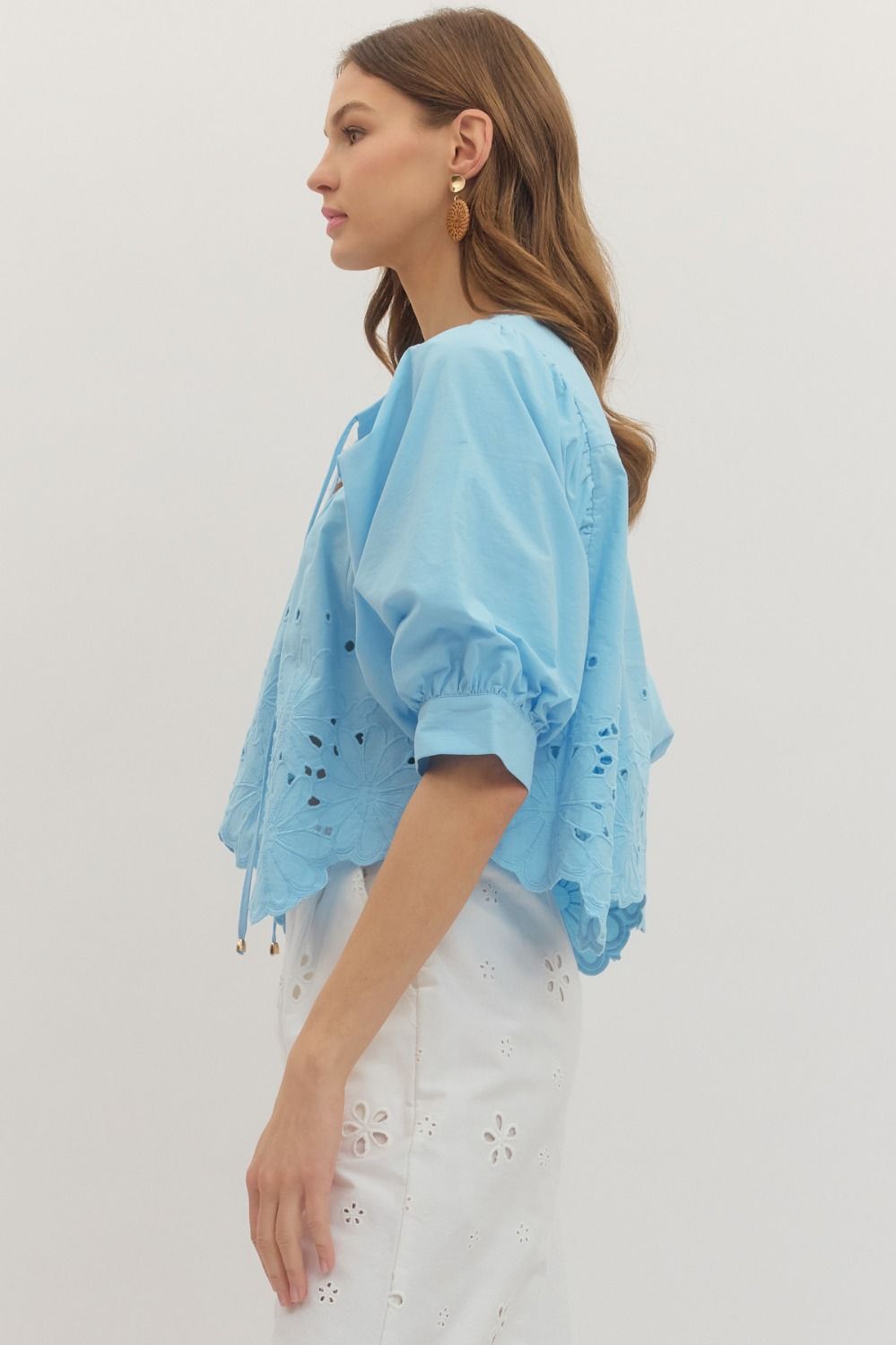 Entro | Starr Eyelet Scalloped Hem Top | Sweetest Stitch Boutique RVA