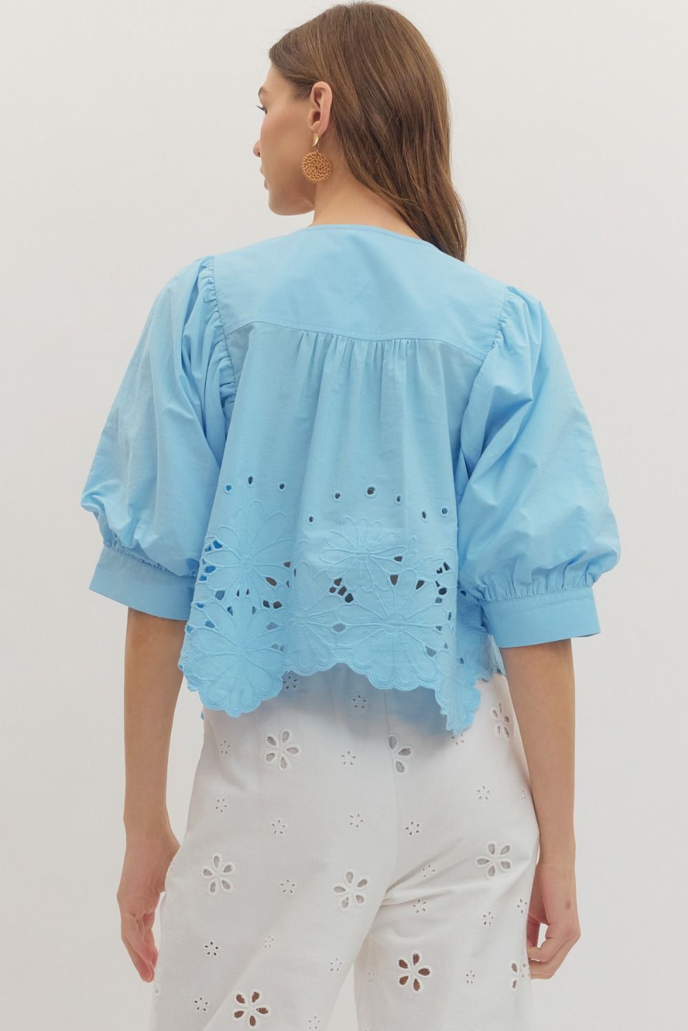 Entro | Starr Eyelet Scalloped Hem Top | Sweetest Stitch Boutique RVA