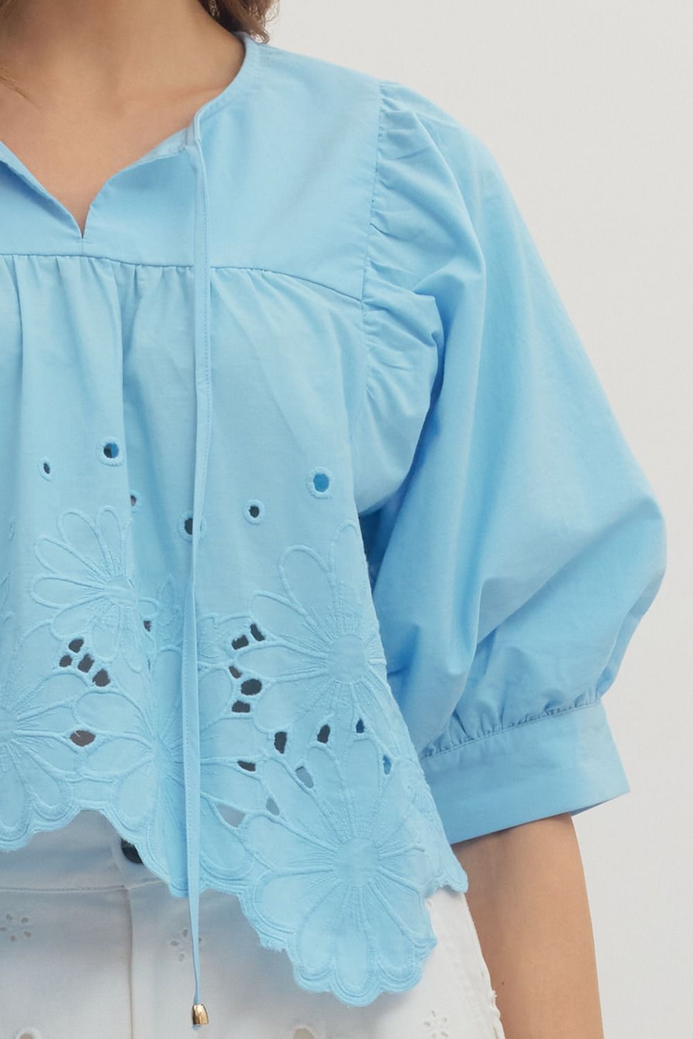 Entro | Starr Eyelet Scalloped Hem Top | Sweetest Stitch Boutique RVA