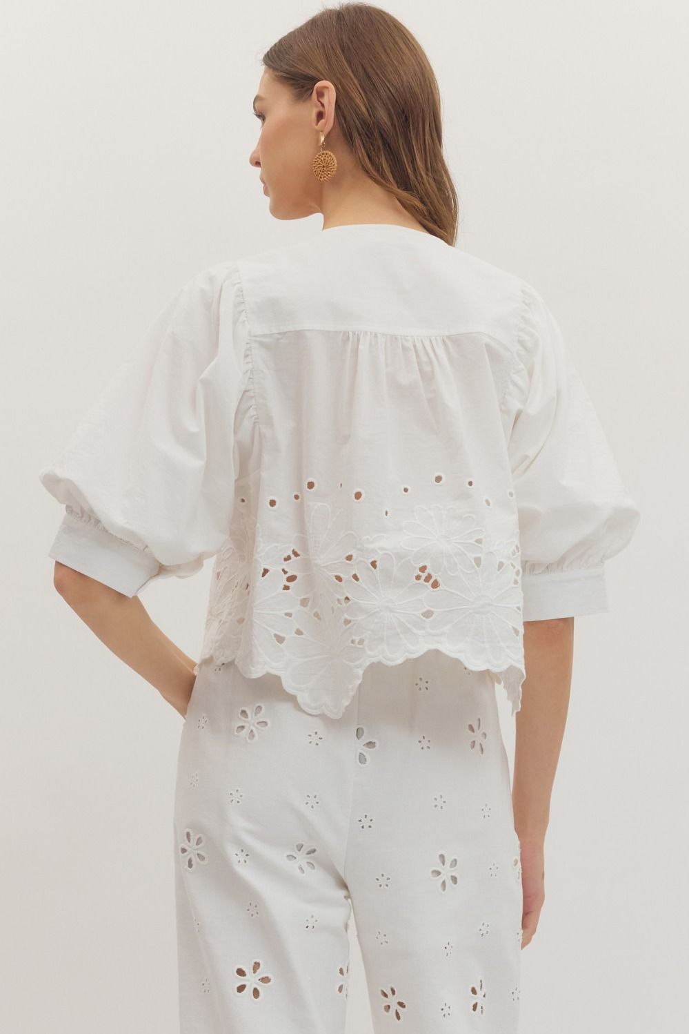 Entro | Starr Short Sleeve Eyelet Top | Sweetest Stitch Boutique RVA