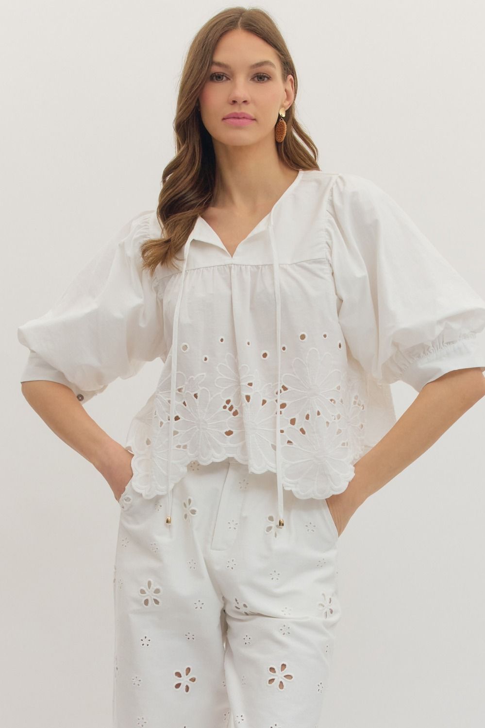 Entro | Starr Short Sleeve Eyelet Top | Sweetest Stitch Boutique RVA