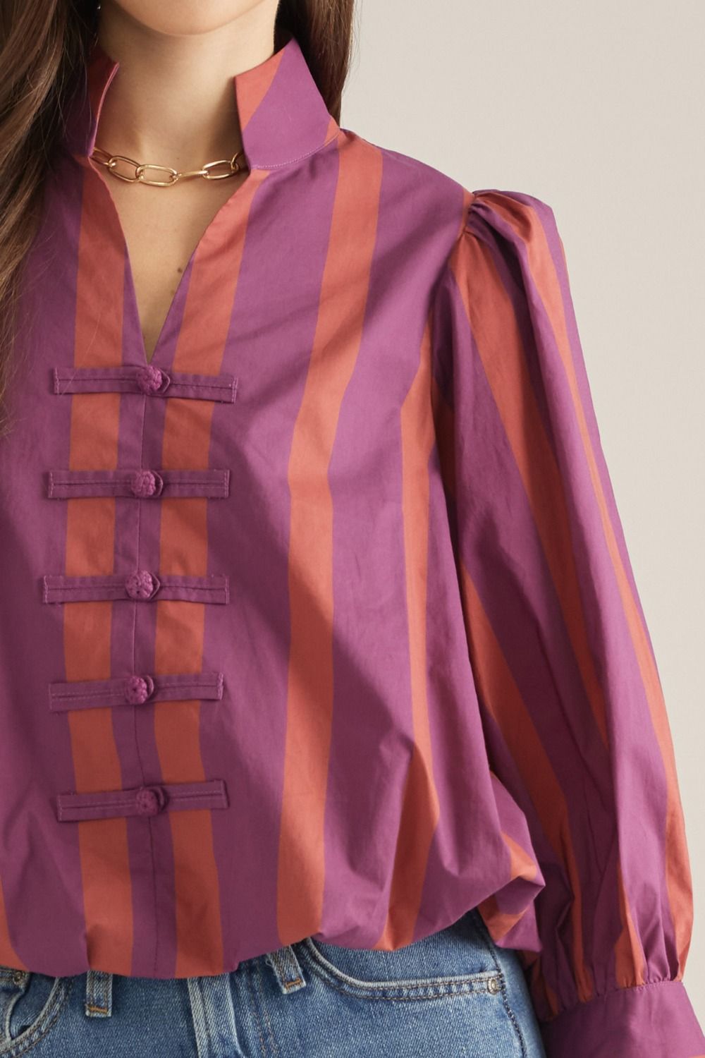 Entro | Carrie Striped Top Plum | Sweetest Stitch Boutique Richmond