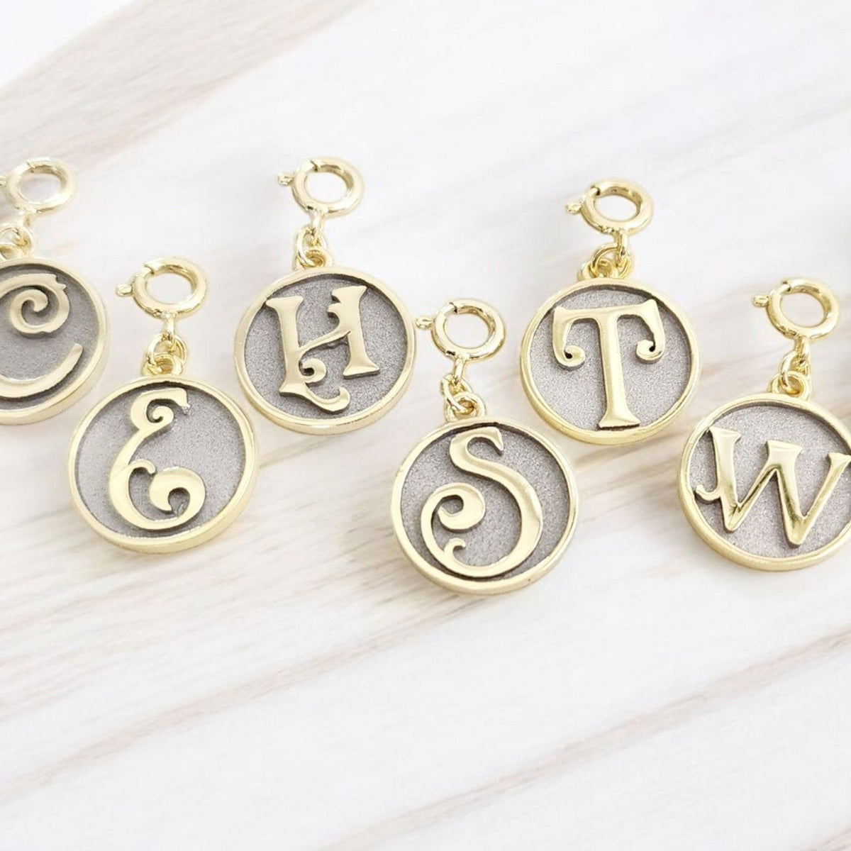 Saints and Saviors Dainty Fancy Initial Clip-on Charm Pendant A-Z