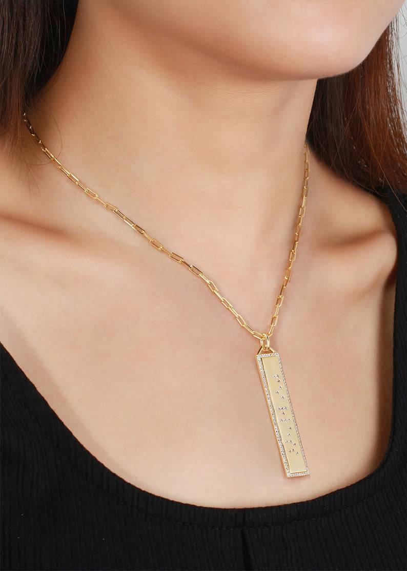 Touchstone Limitless Bling Border Necklace Gold on model
