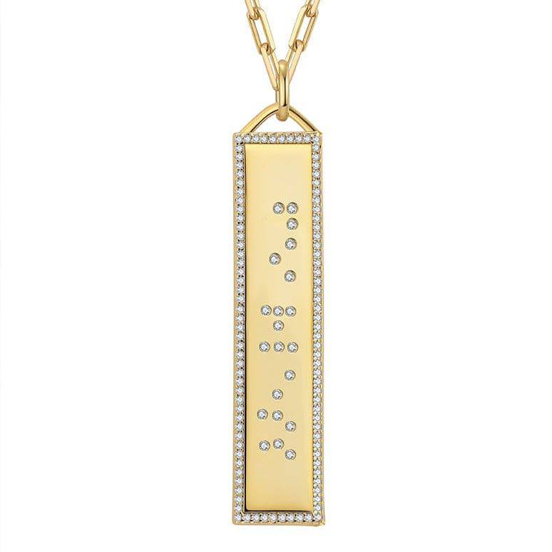 Touchstone Limitless Bling Border Necklace Gold "Limitless" hidden message in Braille Crystals