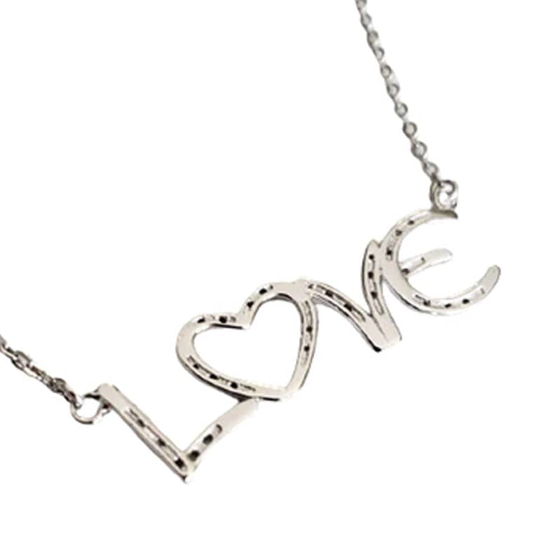 Saints and Saviors Love In Horseshoes Silver Necklace "LOVE"