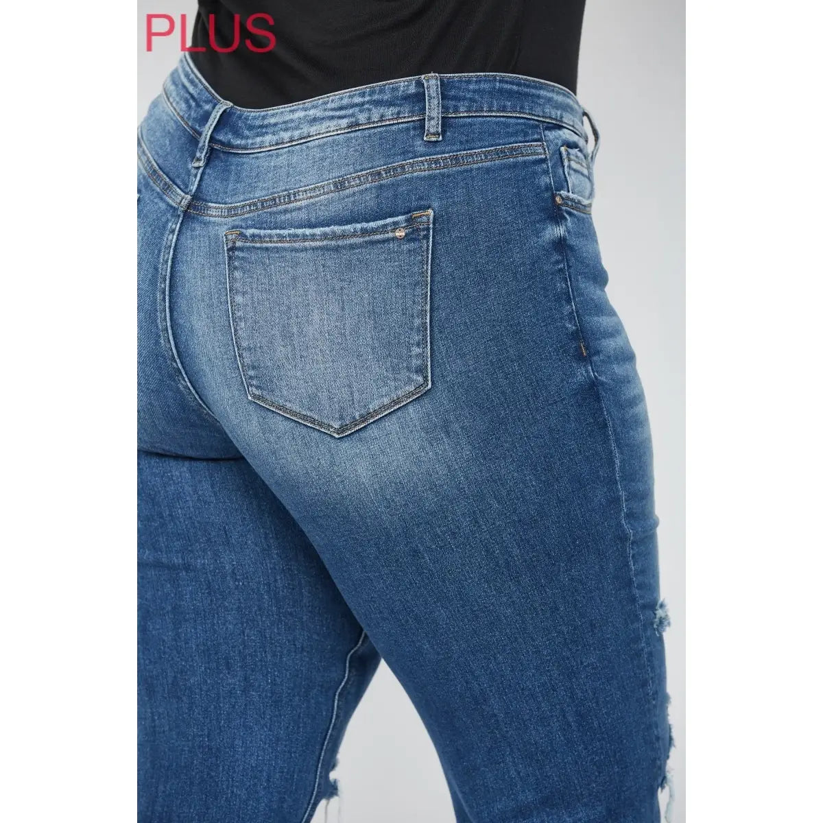 Mica Denim Mid Rise Straight Leg Distressed Jeans