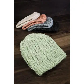 Mint Rib Knit Beanie Hat - Athena's Fashion Boutique