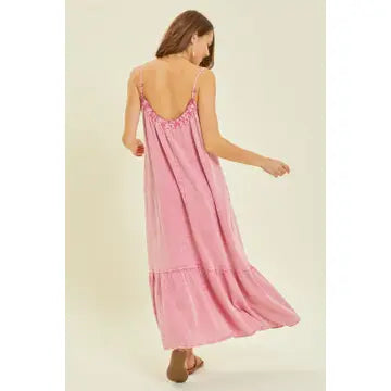 Plus Mineral-Washed Gauze Midi Dress with Pockets