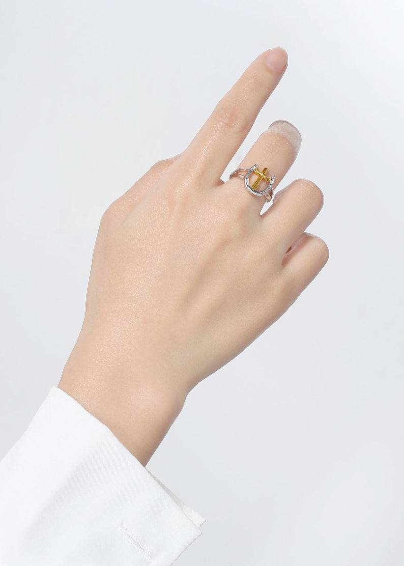 Saints and Saviors Rider's Prayer Ring on model