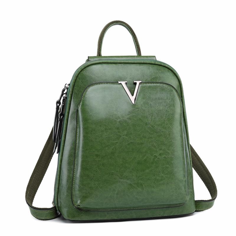 V Leather Backpack ~ Brown - Yaya's Luxe Handbags - Backpacks