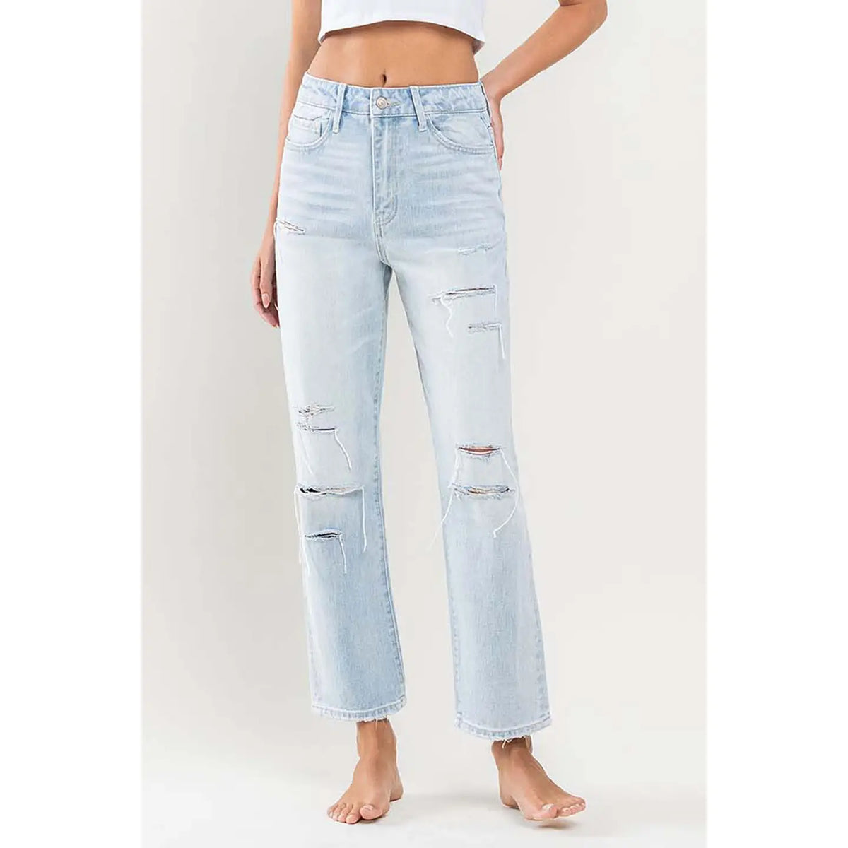 Vervet Super High Rise Distressed Crop Straight Jeans