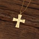 Touchstone Cross 'God/Love' Engraved on Cross Necklace Gold