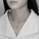 Touchstone Clarity Bar Necklace Silver on model