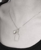 Pickleball Love Silver Heart with Paddle Necklace on Model