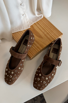 Dolce Vita | Mella Stud Flats - Cocoa Suede | Sweetest Stitch Boutique