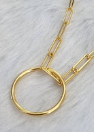 YOUnique 30-inch Clip Link Ring Necklace Gold