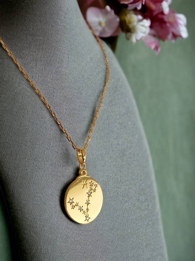 Gold Zodiac Pisces Constellation Necklace