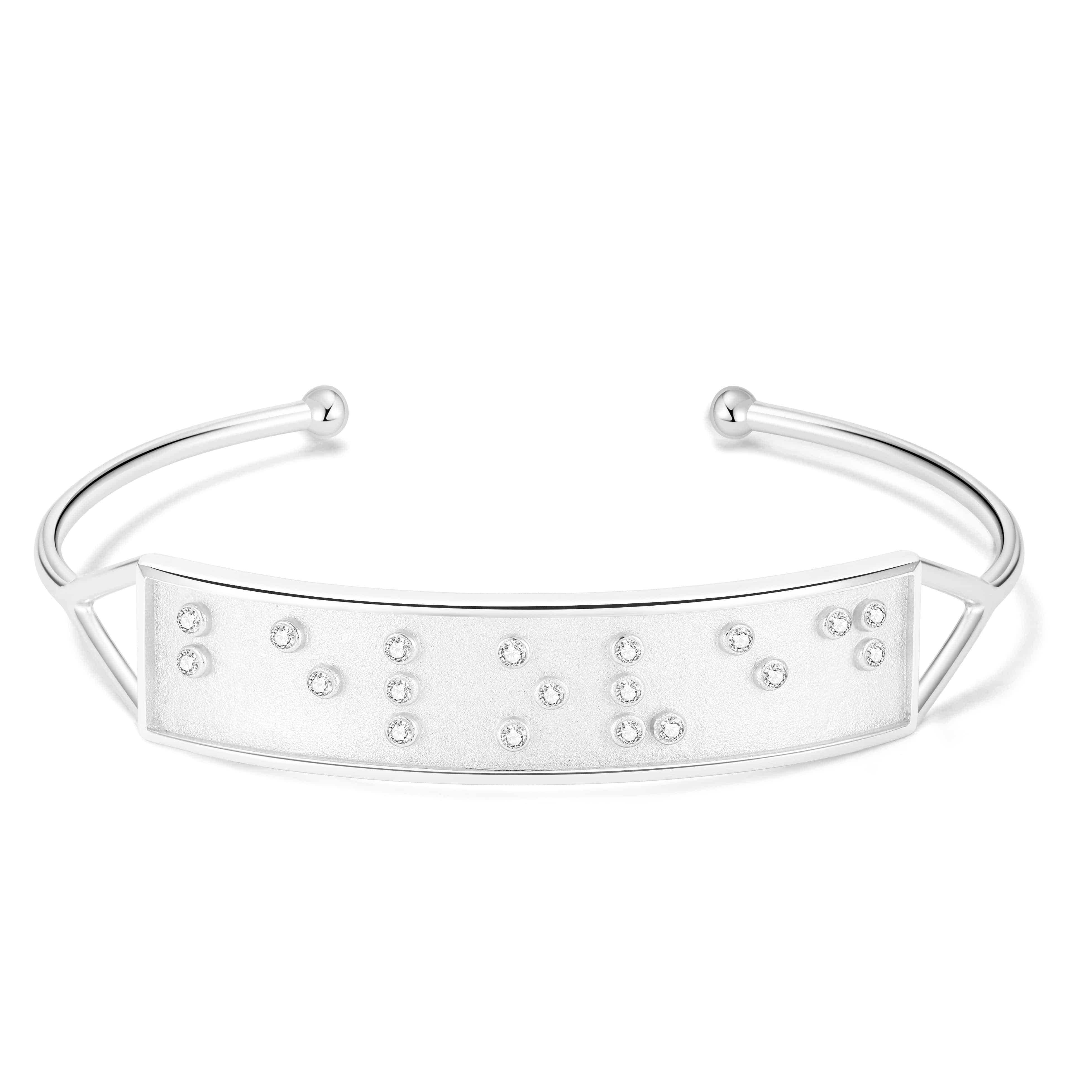 Touchstone Beloved Cuff Silver "Beloved" in Braille Crystals