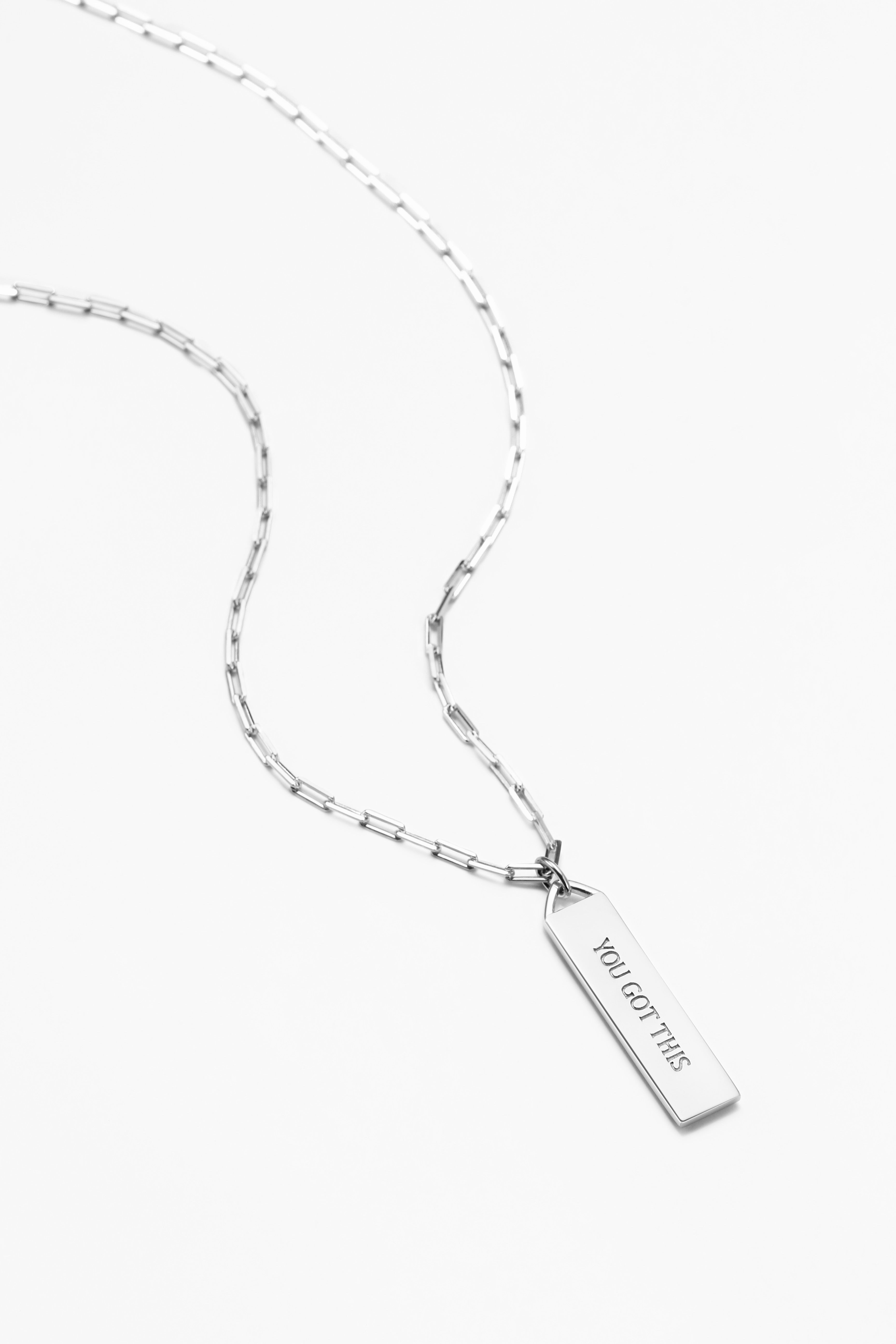 Touchstone You Got This Bar Necklace Silver "You Got This" engraved in plain text on reverse