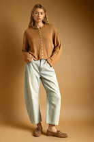 Miou Muse | Gina Button Front Sweater - Caramel | Sweetest Stitch