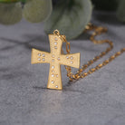 Touchstone Cross God/Love in Braille Crystals Necklace Gold