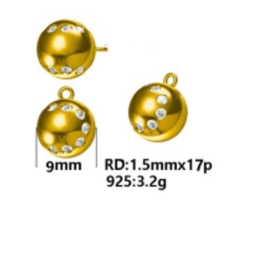LoveMatch Tennis Ball Clip-on Charm Gold Specs