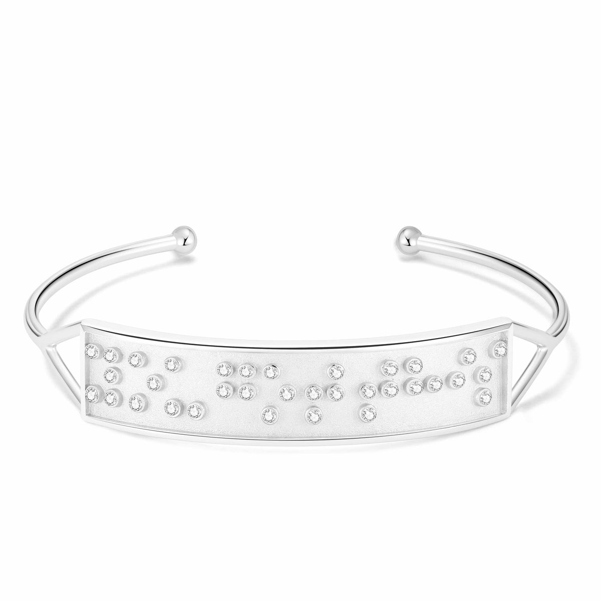 Touchstone You Got This Silver Cuff "You Got This" in Braille Crystals