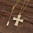 Touchstone Cross Faith/Family Braille Crystals Necklace Gold