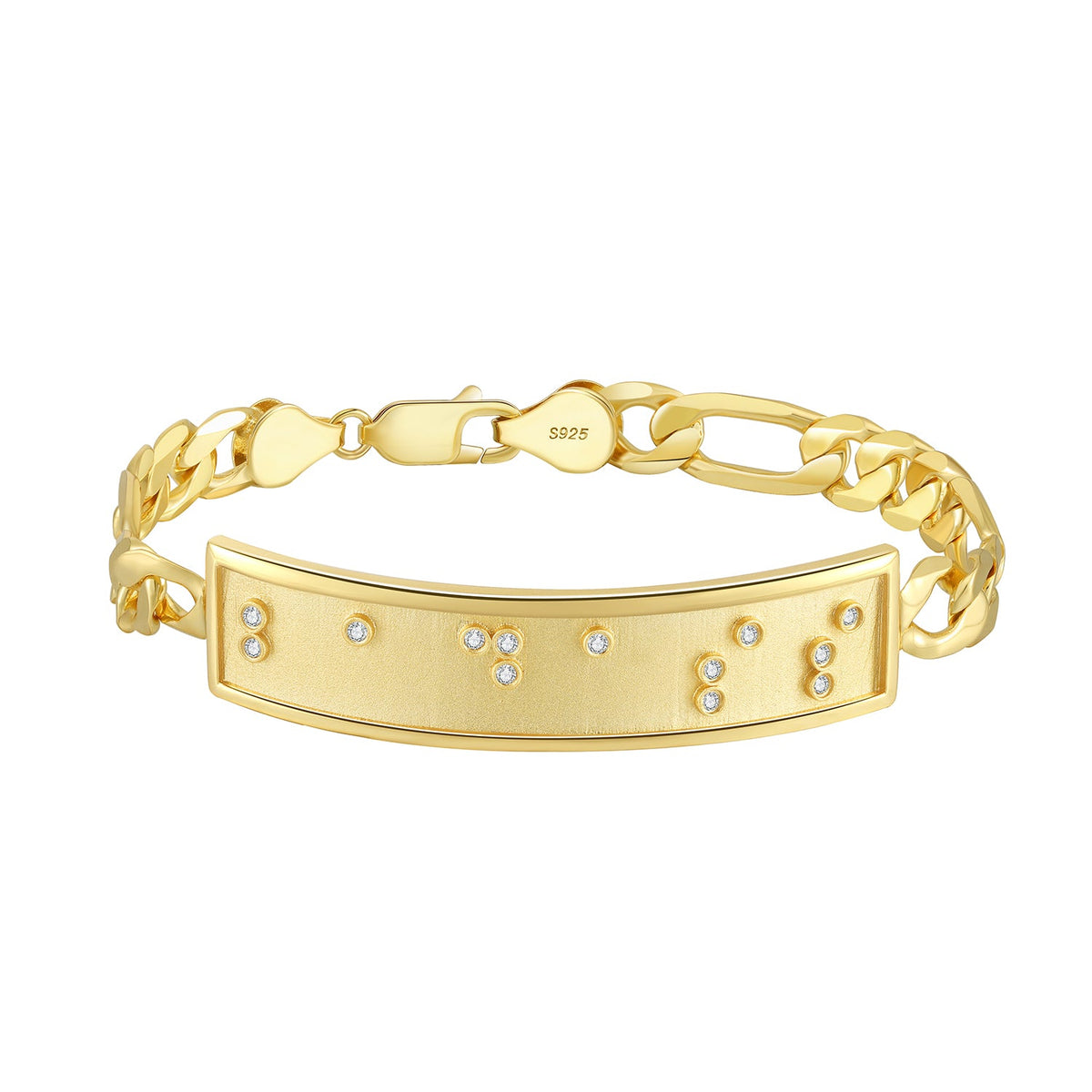 Touchstone Badass ID Link Bracelet in Gold with Braille Crystals