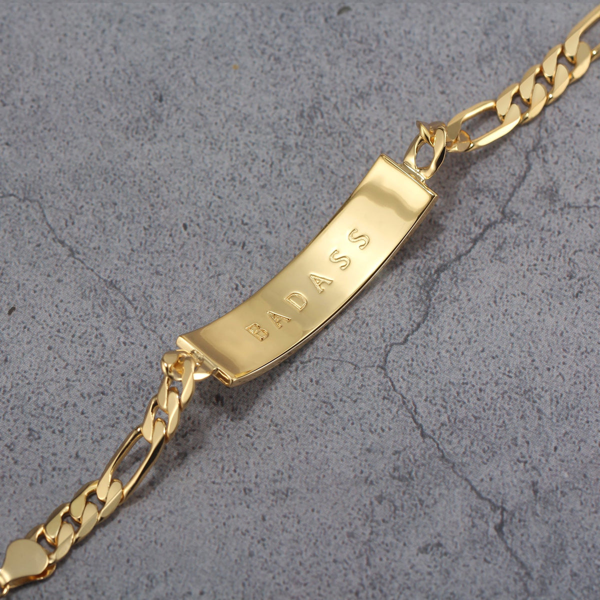 Touchstone 'Badass' Engraved Inside ID Link Bracelet in Gold