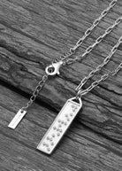 Touchstone Fearless Bar Necklace Silver Braille Crystals