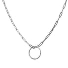 YOUnique 30-inch Clip Link Ring Necklace Silver