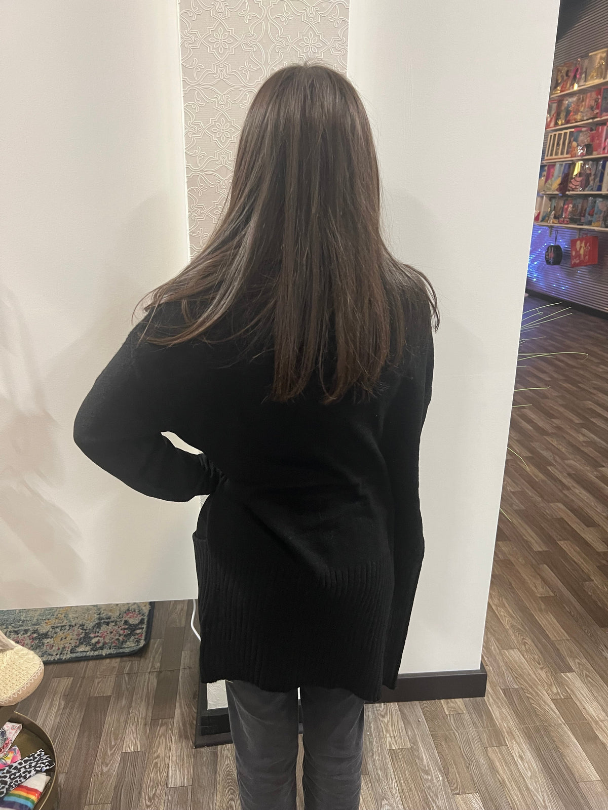 Black Long Sleeve Open Front with Pocket Sweater Cardigan - Athena's Fashion Boutique