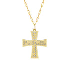 Touchstone Cross 'Faith/Family' in Braille Crystals on Cross Necklace Gold
