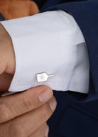 Pickleball Cuff Links Silver Paddle on cuff