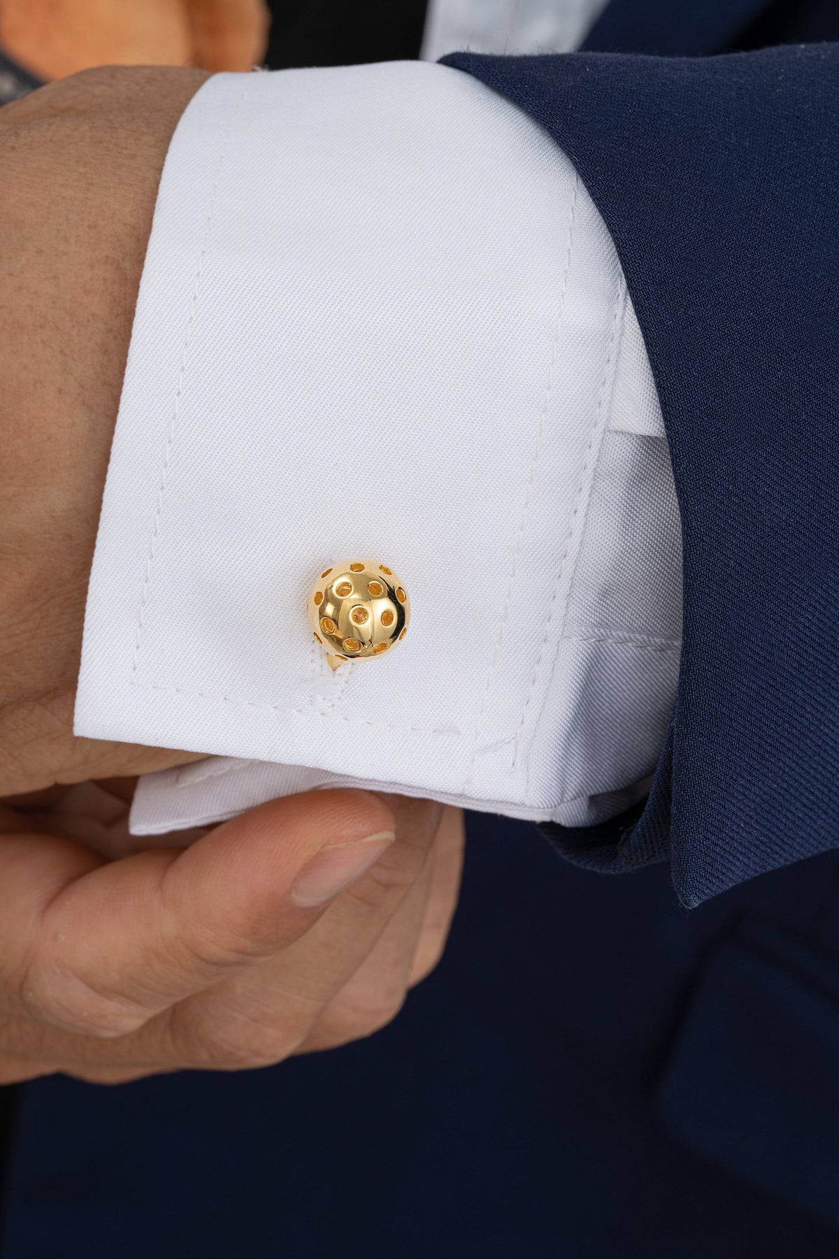 Pickleball Cuff Links Gold Ball on cuff