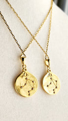 Gold Zodiac Libra Constellation in Crystals Necklace