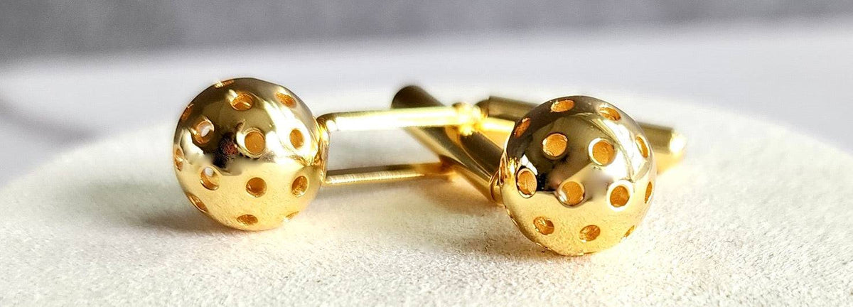 Pickleball Cuff Links Gold Ball