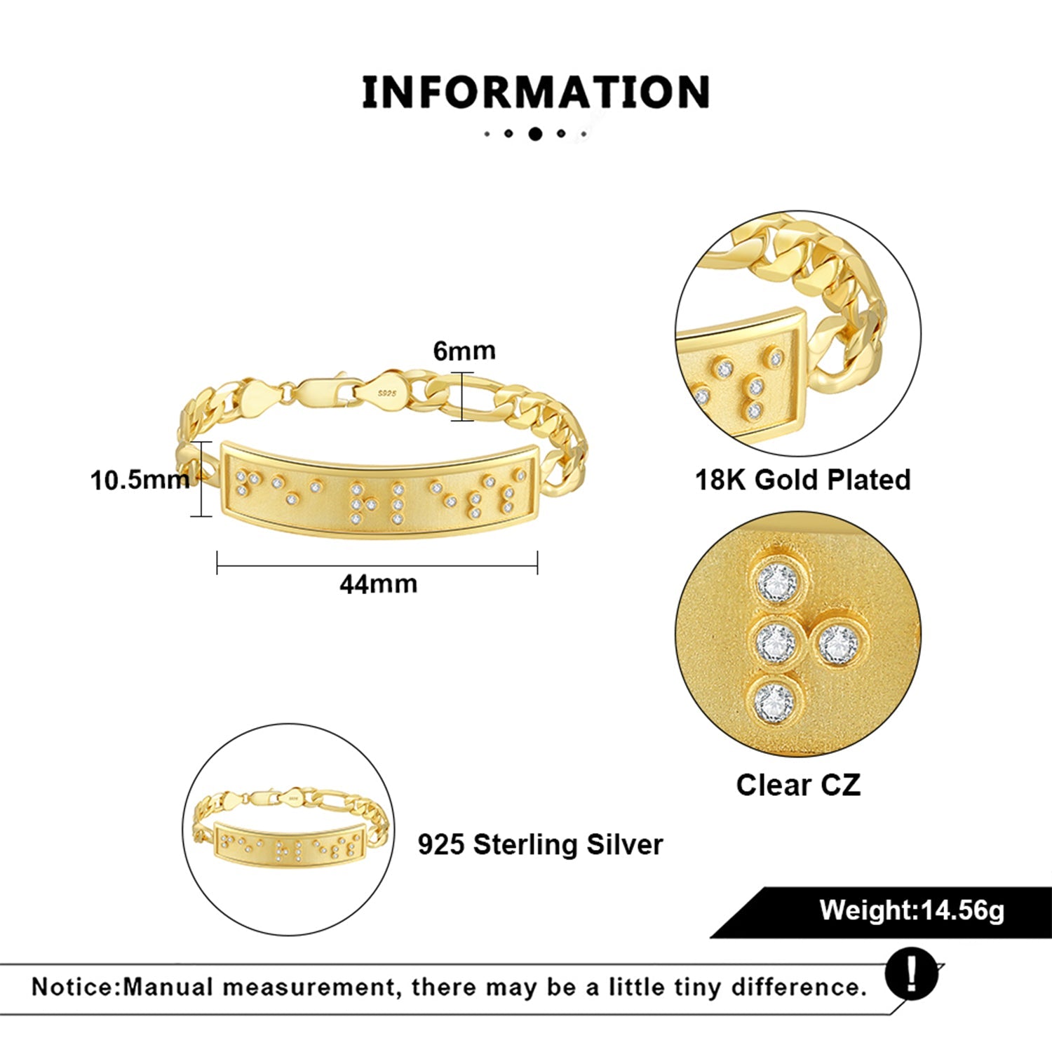 Touchstone Fearless ID Link Bracelet in Gold Specs